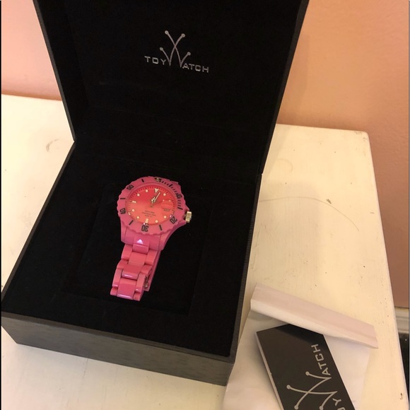 Neon Pink Stainless Steel Toy Watch. - Picture 2 of 3